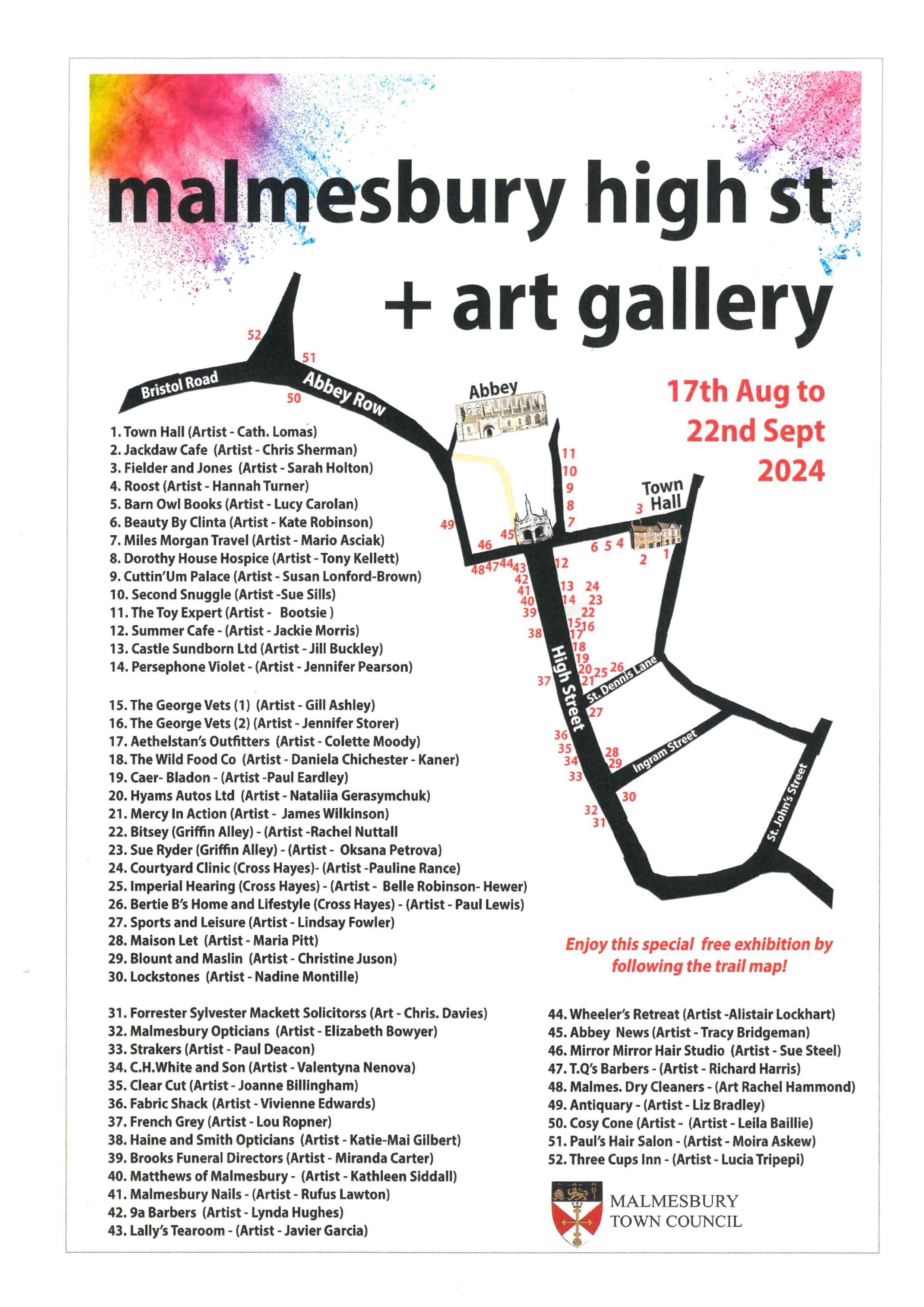 Malmesbury High Street + art gallery 2024
